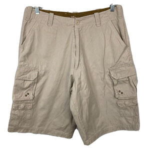 Machine Clothing Company Shorts Mens Sz 34 Vintage Beige Cotton Cargo‎ Pockets